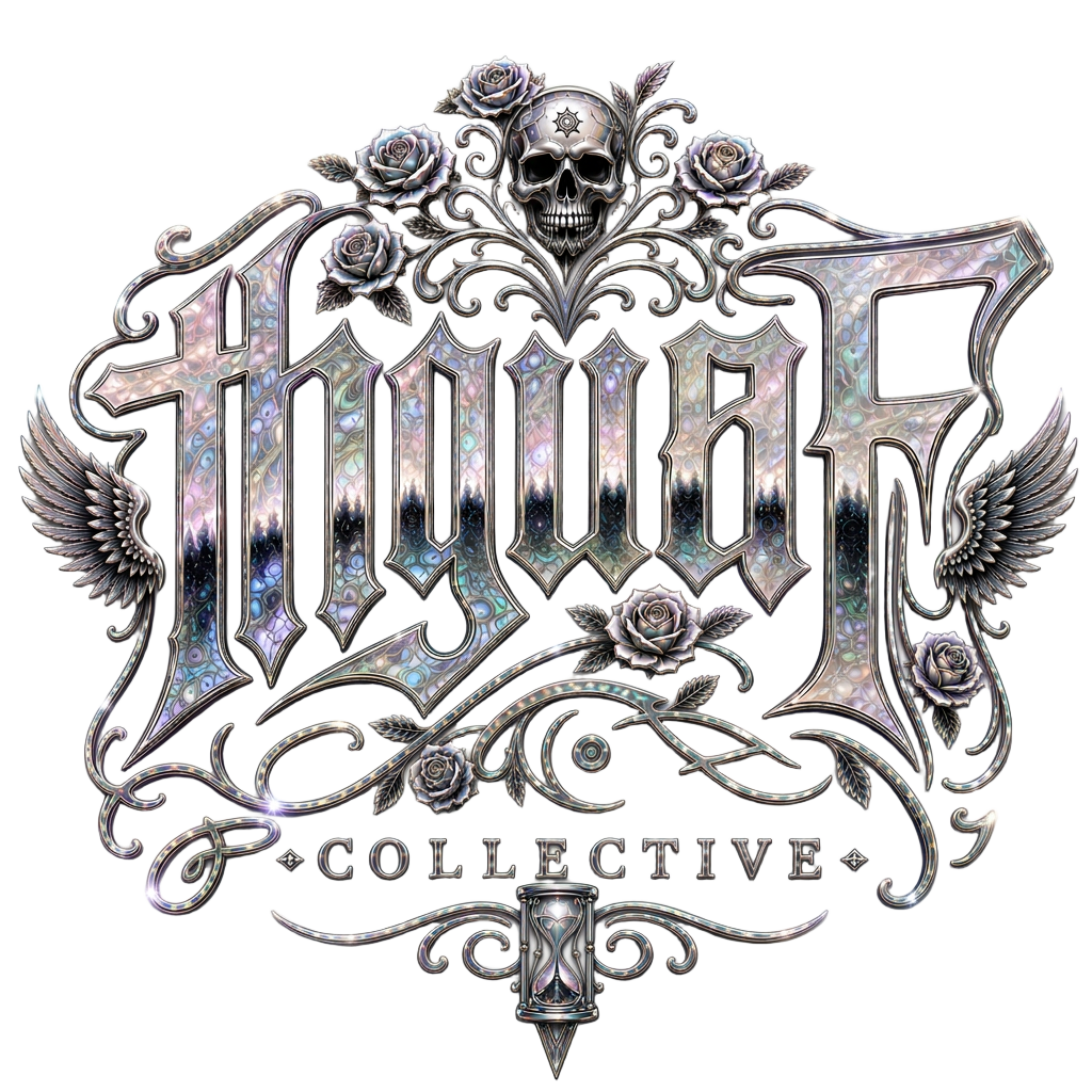 thguaf collective emblem — chrome skull, roses, and wings